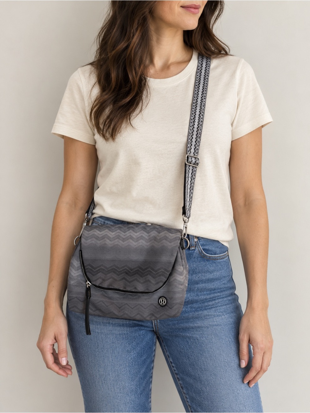 lululemon athletica Gray Chevron Crossbody Bag